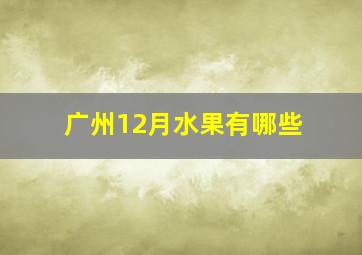 广州12月水果有哪些