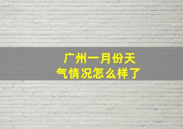 广州一月份天气情况怎么样了