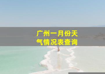 广州一月份天气情况表查询