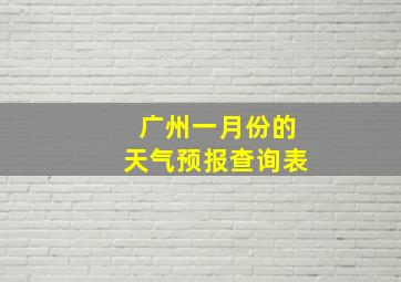 广州一月份的天气预报查询表