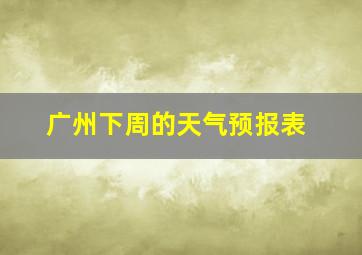 广州下周的天气预报表