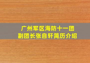 广州军区海防十一团副团长张自轩简历介绍