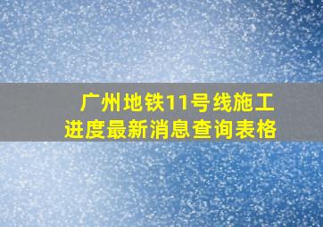 广州地铁11号线施工进度最新消息查询表格