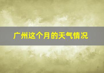 广州这个月的天气情况