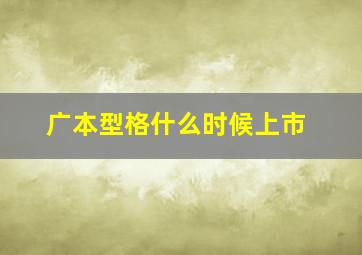 广本型格什么时候上市