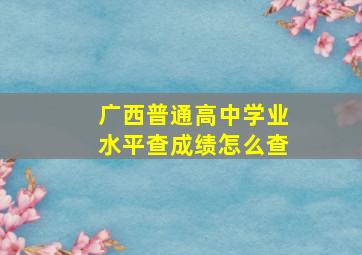 广西普通高中学业水平查成绩怎么查