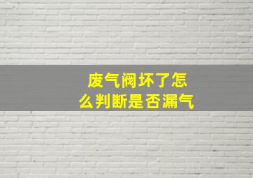 废气阀坏了怎么判断是否漏气