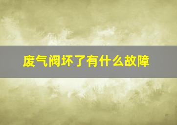 废气阀坏了有什么故障