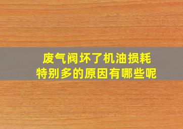 废气阀坏了机油损耗特别多的原因有哪些呢