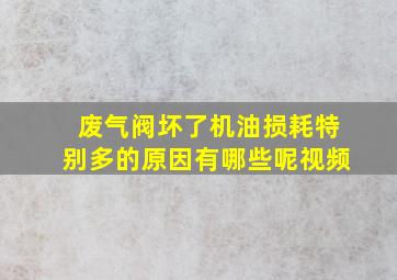 废气阀坏了机油损耗特别多的原因有哪些呢视频