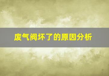 废气阀坏了的原因分析