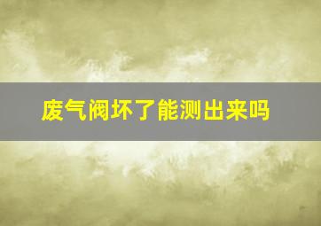 废气阀坏了能测出来吗