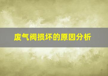 废气阀损坏的原因分析