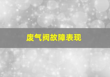 废气阀故障表现