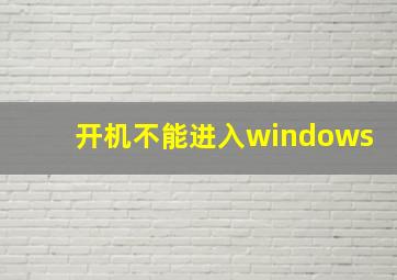 开机不能进入windows