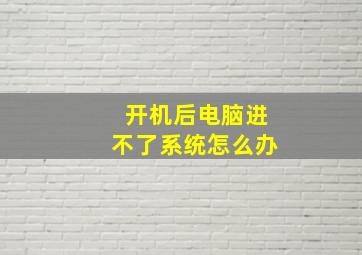 开机后电脑进不了系统怎么办