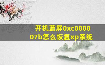 开机蓝屏0xc000007b怎么恢复xp系统