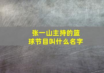 张一山主持的篮球节目叫什么名字