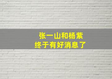 张一山和杨紫终于有好消息了