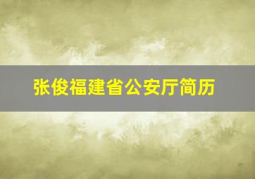 张俊福建省公安厅简历