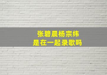 张碧晨杨宗纬是在一起录歌吗