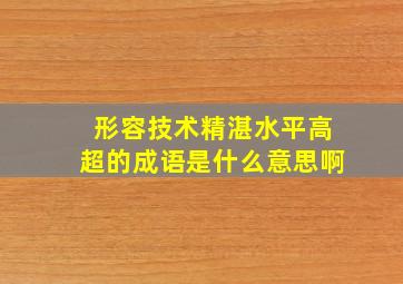 形容技术精湛水平高超的成语是什么意思啊