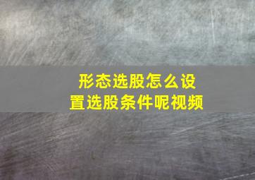 形态选股怎么设置选股条件呢视频