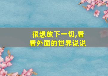 很想放下一切,看看外面的世界说说