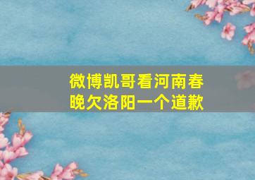 微博凯哥看河南春晚欠洛阳一个道歉