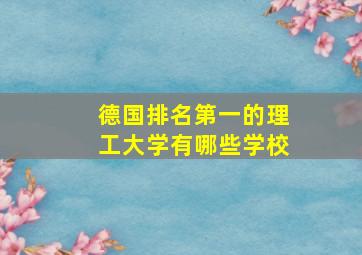 德国排名第一的理工大学有哪些学校