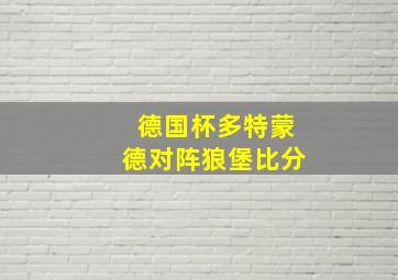 德国杯多特蒙德对阵狼堡比分