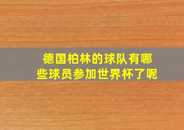 德国柏林的球队有哪些球员参加世界杯了呢