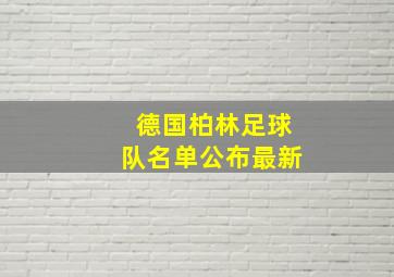 德国柏林足球队名单公布最新