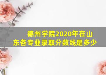 德州学院2020年在山东各专业录取分数线是多少