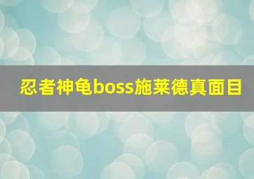 忍者神龟boss施莱德真面目