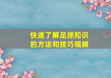 快速了解足球知识的方法和技巧视频