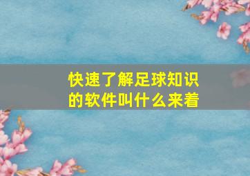 快速了解足球知识的软件叫什么来着