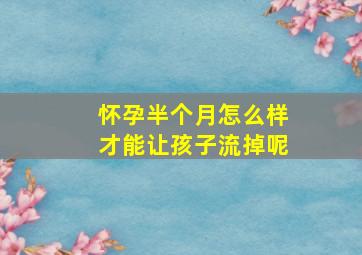 怀孕半个月怎么样才能让孩子流掉呢