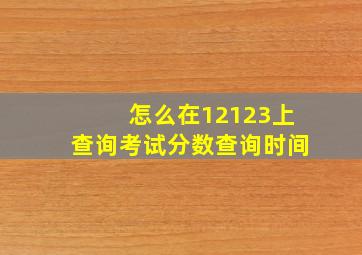 怎么在12123上查询考试分数查询时间