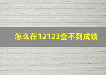 怎么在12123查不到成绩