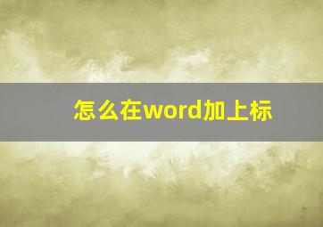 怎么在word加上标