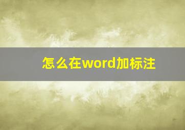 怎么在word加标注