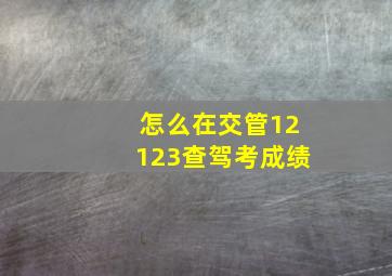 怎么在交管12123查驾考成绩