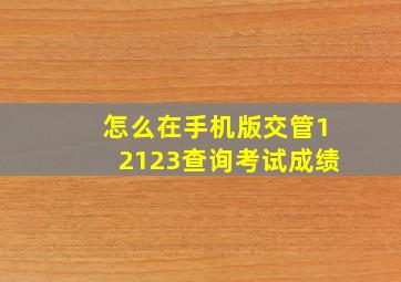 怎么在手机版交管12123查询考试成绩