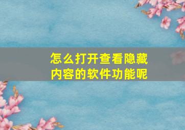 怎么打开查看隐藏内容的软件功能呢