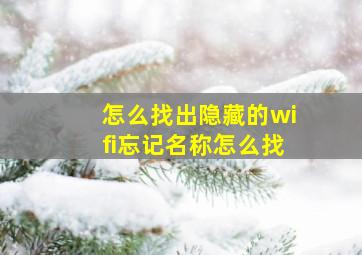 怎么找出隐藏的wifi忘记名称怎么找