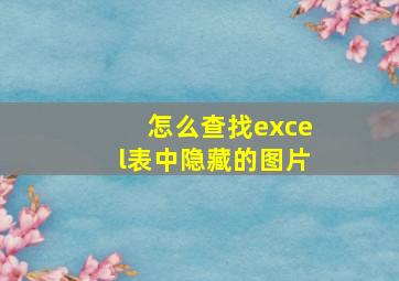 怎么查找excel表中隐藏的图片