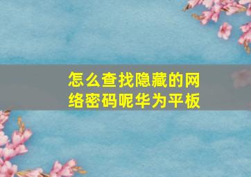 怎么查找隐藏的网络密码呢华为平板