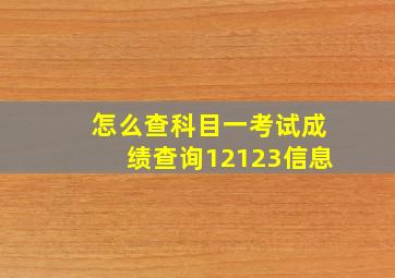 怎么查科目一考试成绩查询12123信息