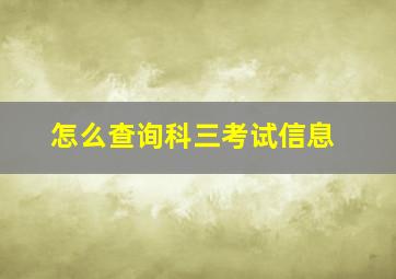 怎么查询科三考试信息